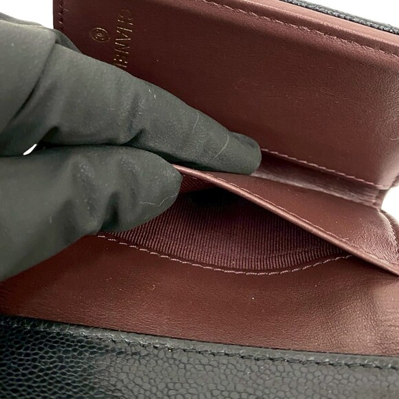 CHANEL Black Caviar Leather Logo Wallet - Picture 9 of 10